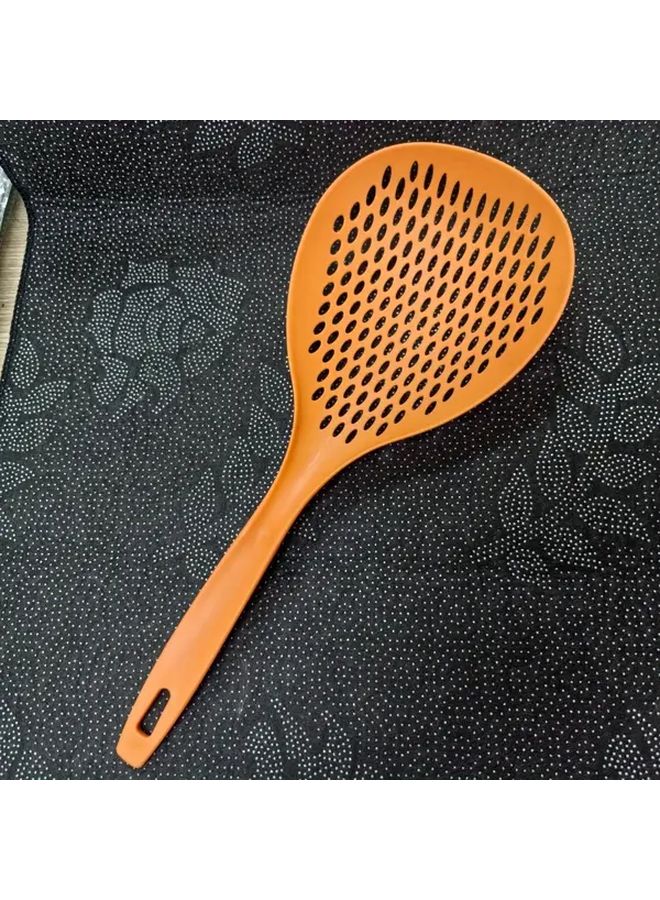 Green Plastic Strainer Scoop Colander Slotted Pasta Skimmer with Ergonomic Handle - Image 3